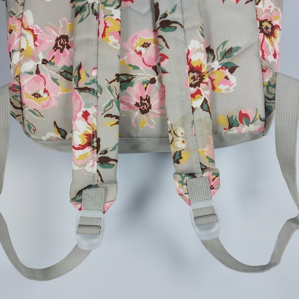 Baby Essentials Floral Backpack Diaper Bag Gray Pink Pockets Straps Changing Pad - Picture 7 of 9